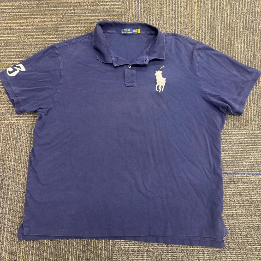 Polo Ralph Lauren Polo Shirt Mens 4XB Navy Blue Excellent Big & Tall Big Pony 3